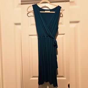 Teal faux wrap dress from Anthropologie!